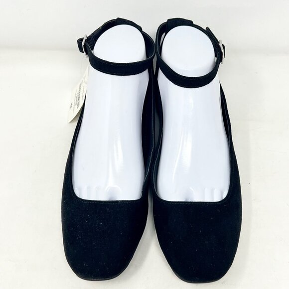 A. N. A. Kearny Ballet Flats Black‎ Faux Suede Ankle Strap With Buckle 8 NWT - Picture 3 of 13